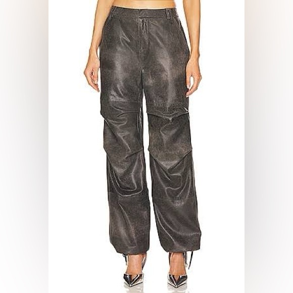 Retrofete Pants - Retrofete Wide Leg Cargo Pants in Distressed Charcoal